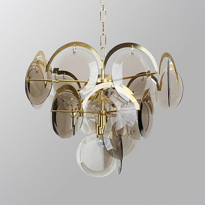 Подвесной светильник 1960S VISTOSI SMOKED GLASS DISC CHANDELIER  фото 1