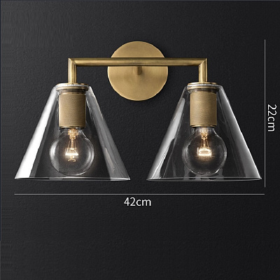 Бра RH Utilitaire Funnel Shade Double Sconce Черный  фото 1